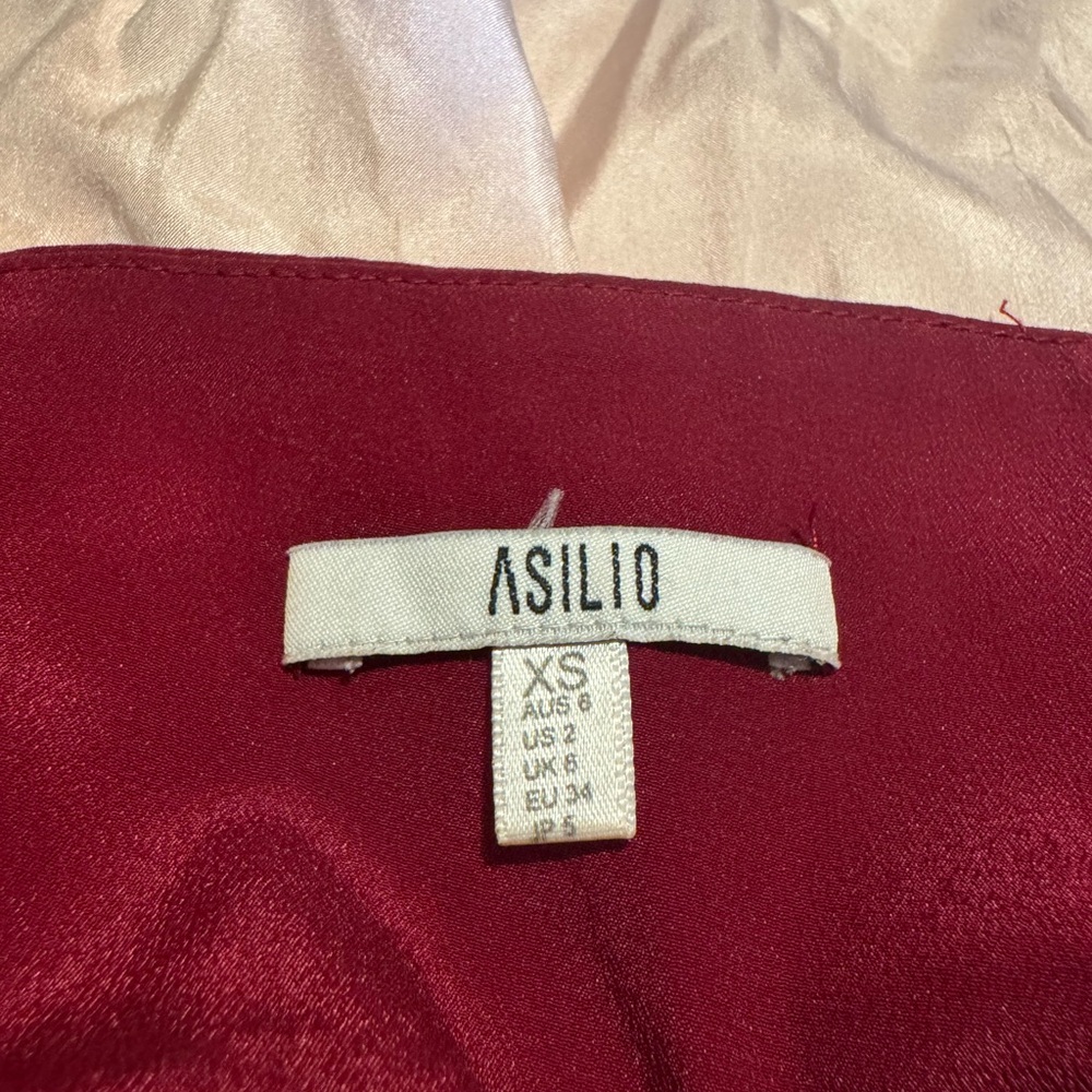 Asilio “Tge Fractured” Burgundy and Pink Colorblock Mini Dress - Picture 3 of 3